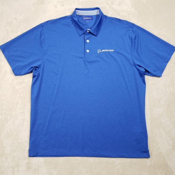 Boeing Polo Shirt Men Large Royal Blue Embroidered Logo Short Sleeve Uniform